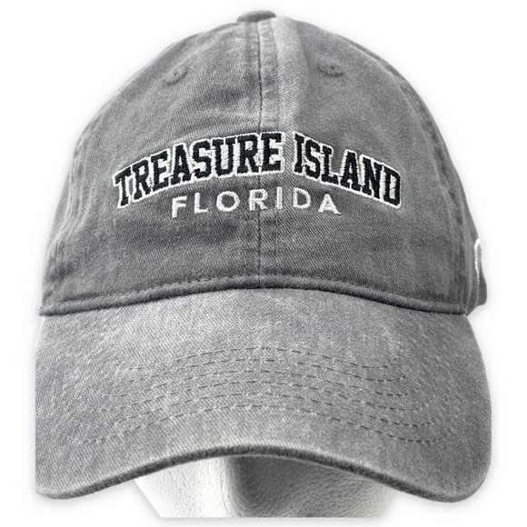 Treasure Island Florida Logo Gray Surf-Style Strapback Cap Hat - Picture 2 of 7